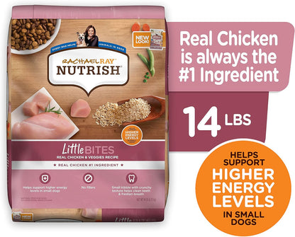 Rachael Ray Nutrish Little Bites Dry Dog Food, Chicken & Veggies Recipe for Small Breeds, 14 Pounds