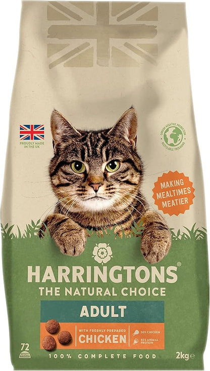 Harringtons Complete Dry Adult Cat Food Chicken 2kg (Pack of 4) - Tasty Natural Goodness