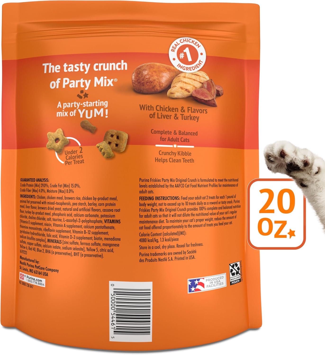 Purina Friskies Cat Treats, Party Mix Original Crunch - 20 oz. Pouch