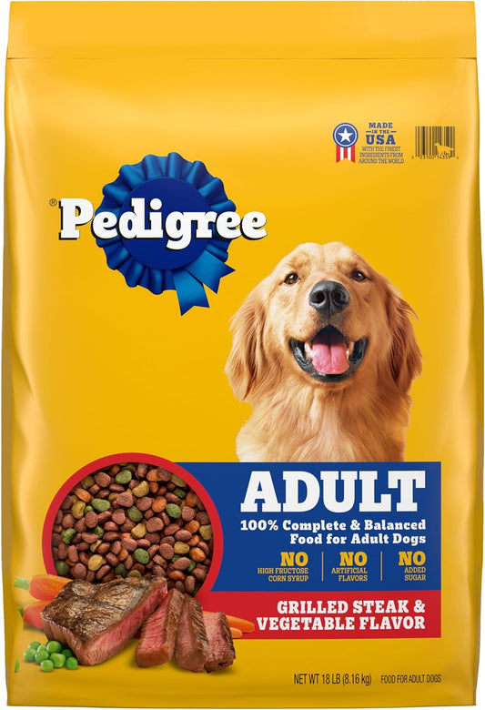 Pedigree Complete Nutrition Adult Dry Dog Food, Grilled Steak & Vegetable Flavor, 18 lb. Bag