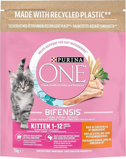 Purina ONE Kitten Dry Cat Food Rich in Chicken 750g, Pack of 4