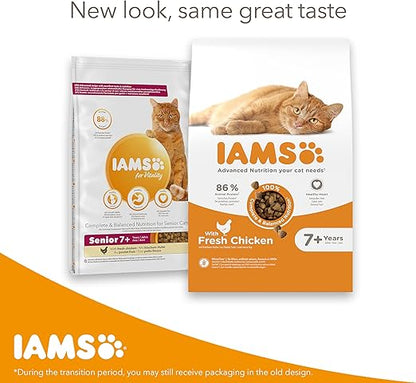 IAMS Complete Dry Cat Food for Senior 7+ Cats with Chicken 3 kg