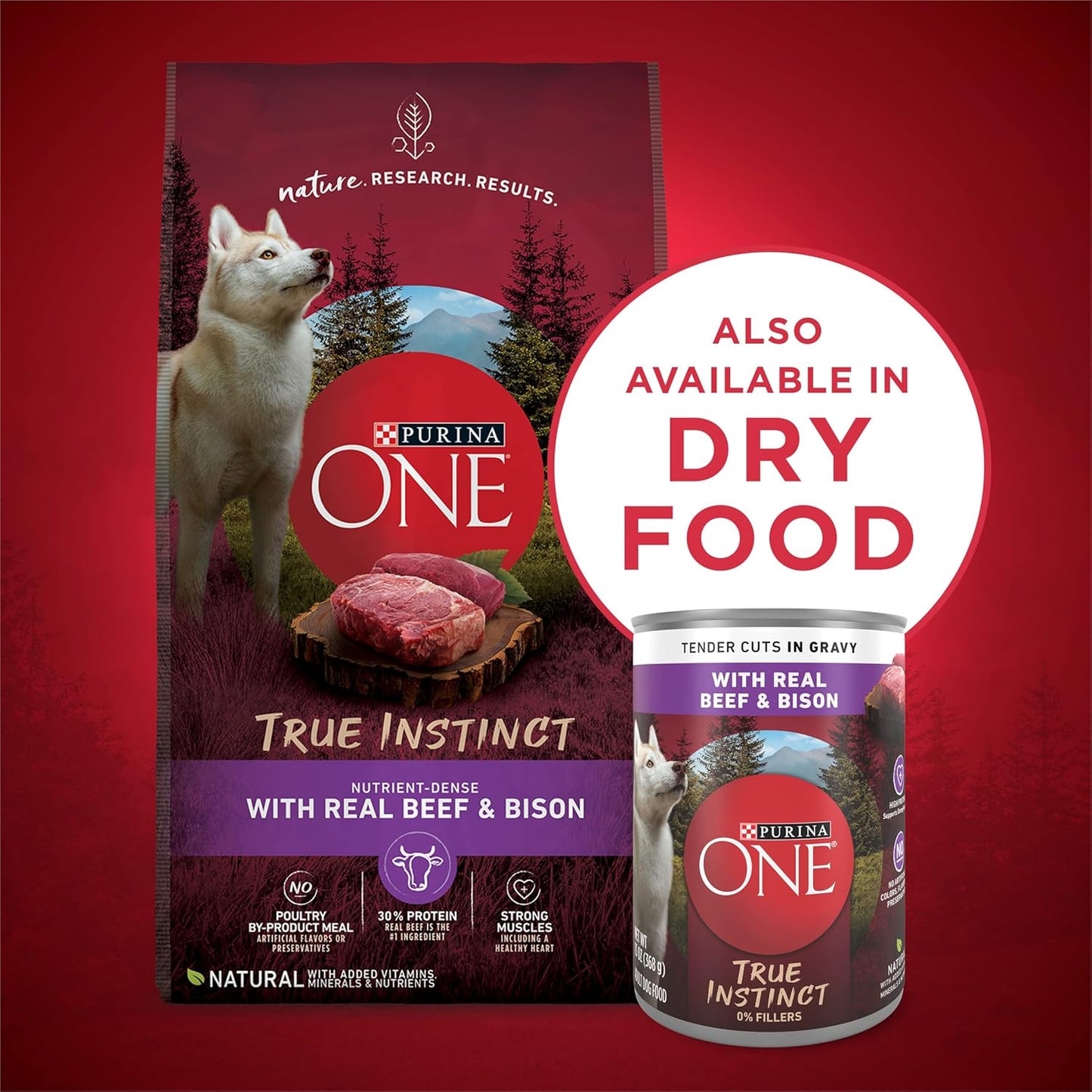 Purina ONE High Protein Wet Dog Food True Instinct Tender Cuts in Dog Food Gravy With Real Beef and Bison - (Pack of 12) 13 oz