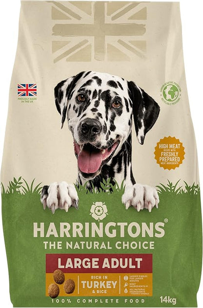 Harringtons Complete Large Breed Dry Adult Dog Food Turkey & Rice 14kg - Made with All Natural Ingredients