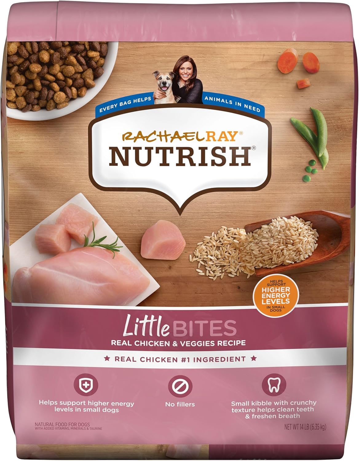 Rachael Ray Nutrish Little Bites Dry Dog Food, Chicken & Veggies Recipe for Small Breeds, 14 Pounds