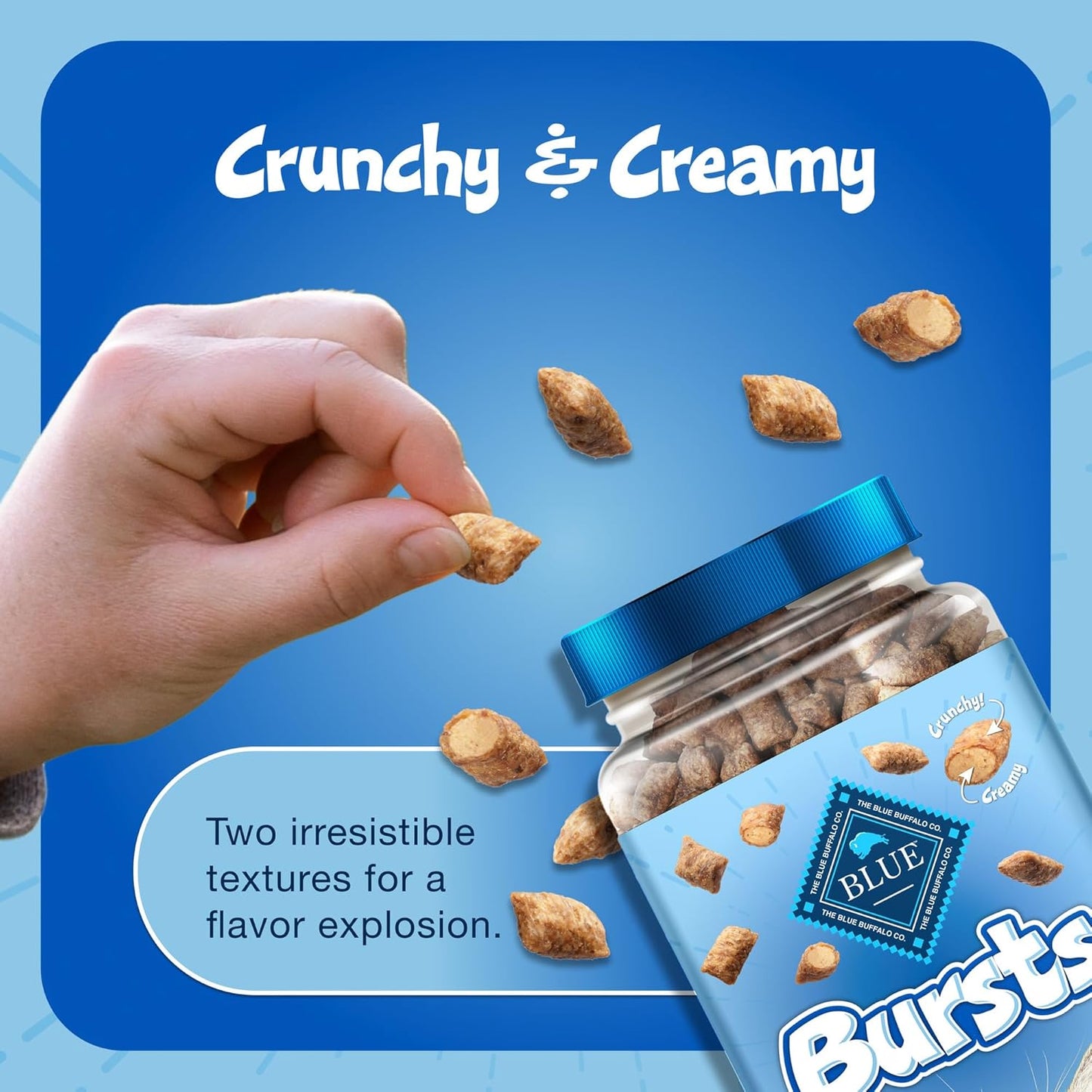 Blue Buffalo Bursts Crunchy & Creamy Cat Treats, Great for Training, Paw-Lickin' Chicken, 5-oz. Bag