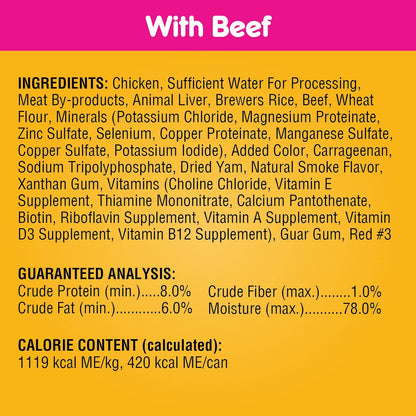 PEDIGREE CHOPPED GROUND DINNER Adult Canned Soft Wet Dog Food Variety Pack, with Chicken and Beef, 13.2 oz. Cans 24 Pack