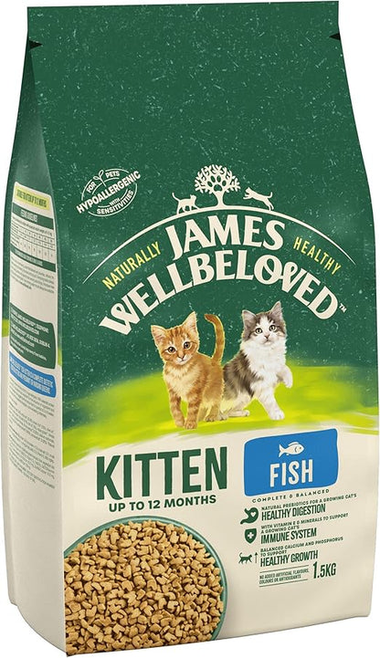 James Wellbeloved Junior Fish 1.5 kg Bag, Hypoallergenic Kitten Dry Cat Food