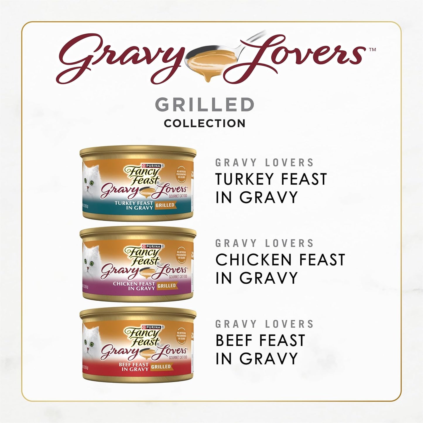 Purina Fancy Feast Gravy Lovers Poultry and Beef Grilled Gourmet Wet Cat Food Variety Pack - (Pack of 24) 3 oz. Cans