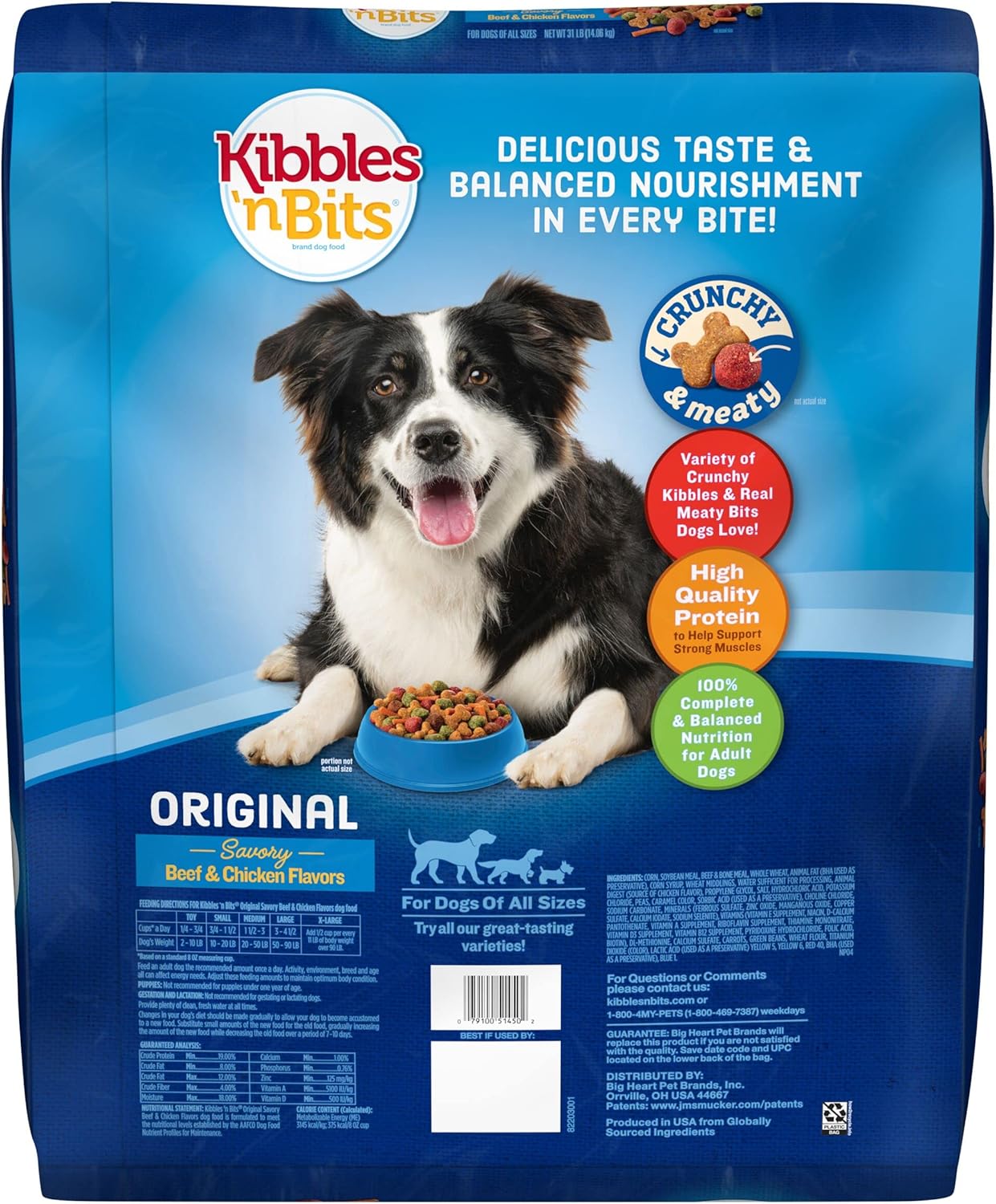 Kibbles 'n Bits Original Savory Beef & Chicken Flavor Dry Dog Food, 31-Pound, 00079100514465-PARENT