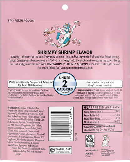 Temptations Classic Crunchy and Soft Cat Treats Shrimpy Shrimp Flavor, 6.3 oz. Pouch